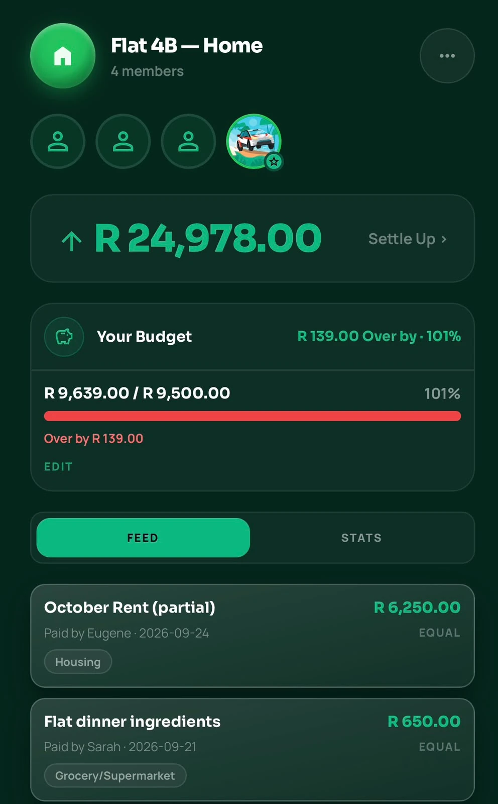 Real shared household expense feed